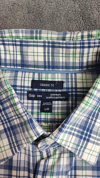 Vintage Gap Checked Long Sleeve Plaid Flannel Grunge Shirt Blue Men Size Large