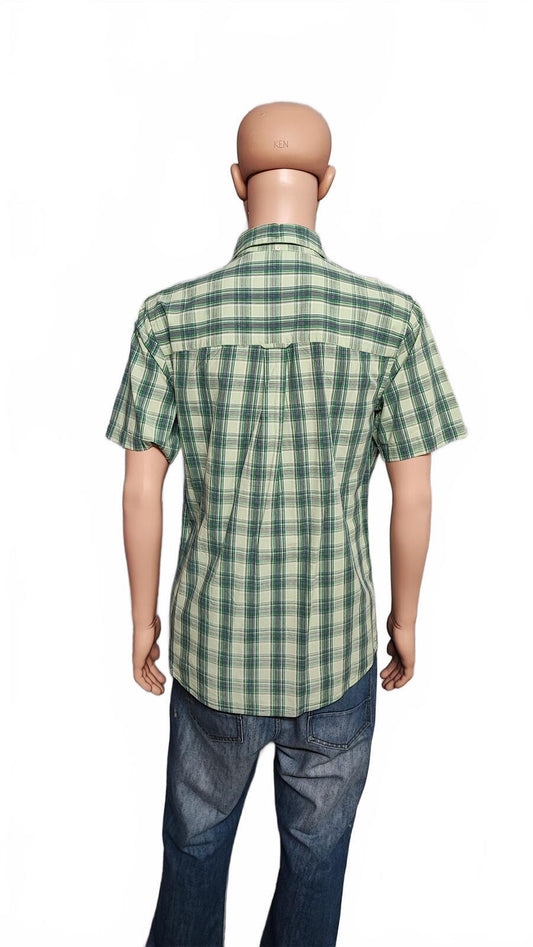 Vintage Chaps Plain Short Sleeve Shirt Green Casual Preppy Men's Size Large L