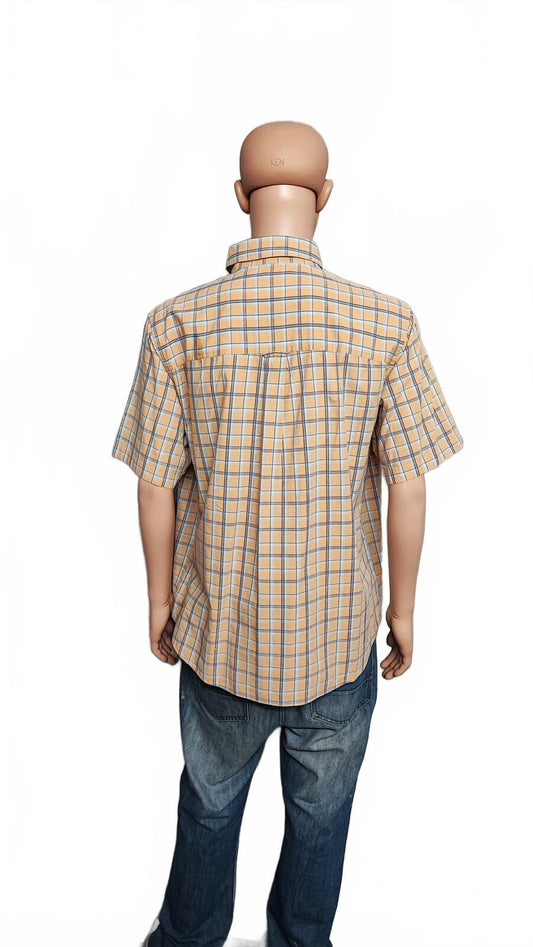 Vintage Chaps Short Sleeve Shirt Tan Beige Casual Preppy Men's Size Large XL