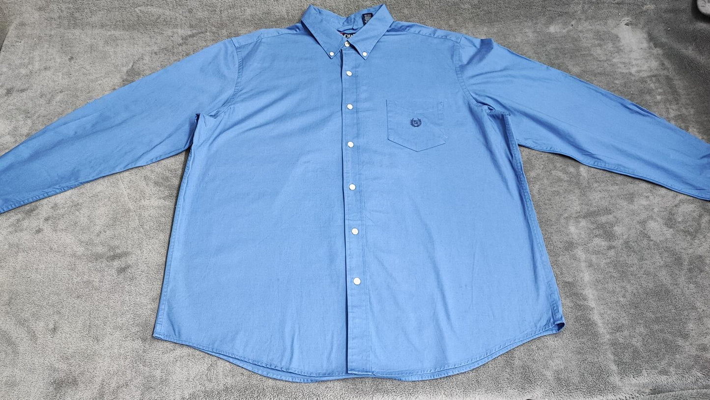 Vintage Chaps Striped Long Sleeve Shirt Blue White Men's Size XXL