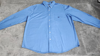 Vintage Chaps Striped Long Sleeve Shirt Blue White Men's Size XXL