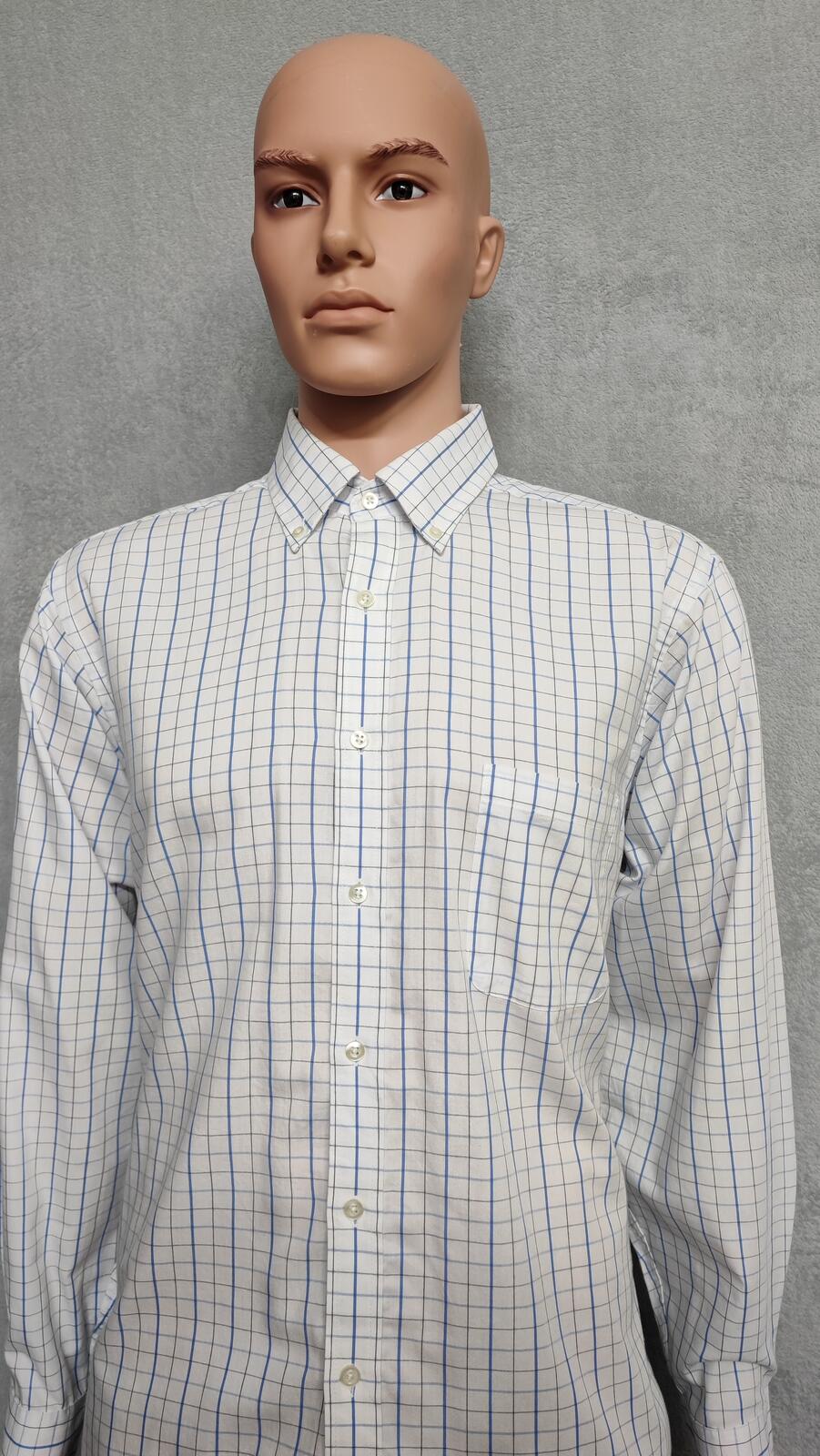 Vintage Chaps Plaid Western Long Sleeve Shirt Blue White Men's Size Large L