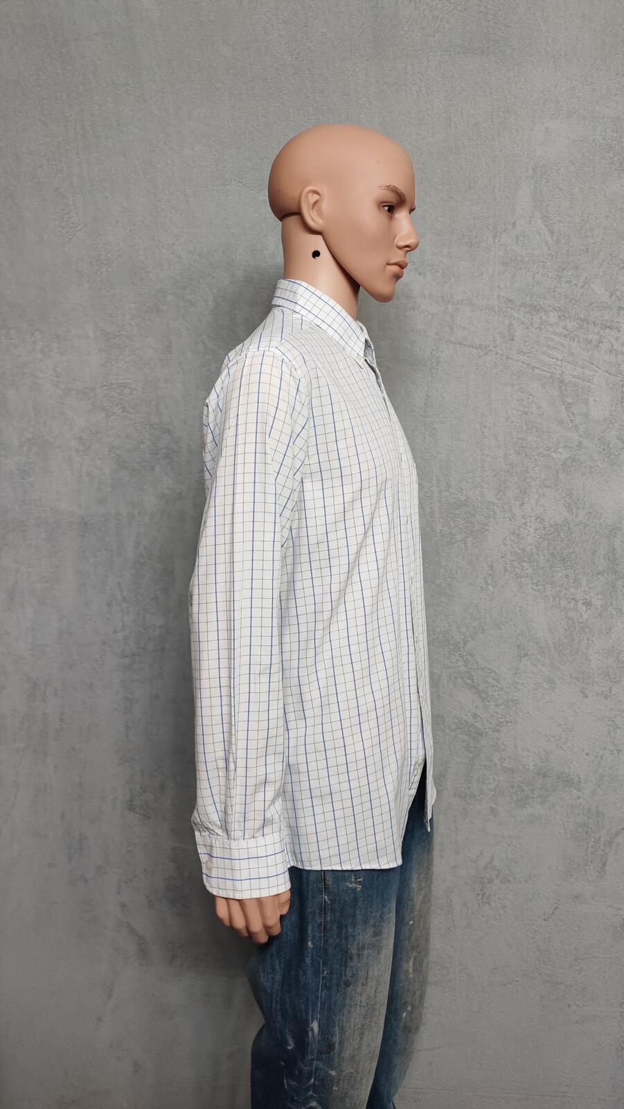 Vintage Chaps Plaid Western Long Sleeve Shirt Blue White Men's Size Large L