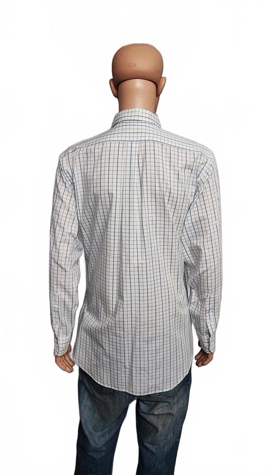 Vintage Chaps Plaid Western Long Sleeve Shirt Blue White Men's Size Large L