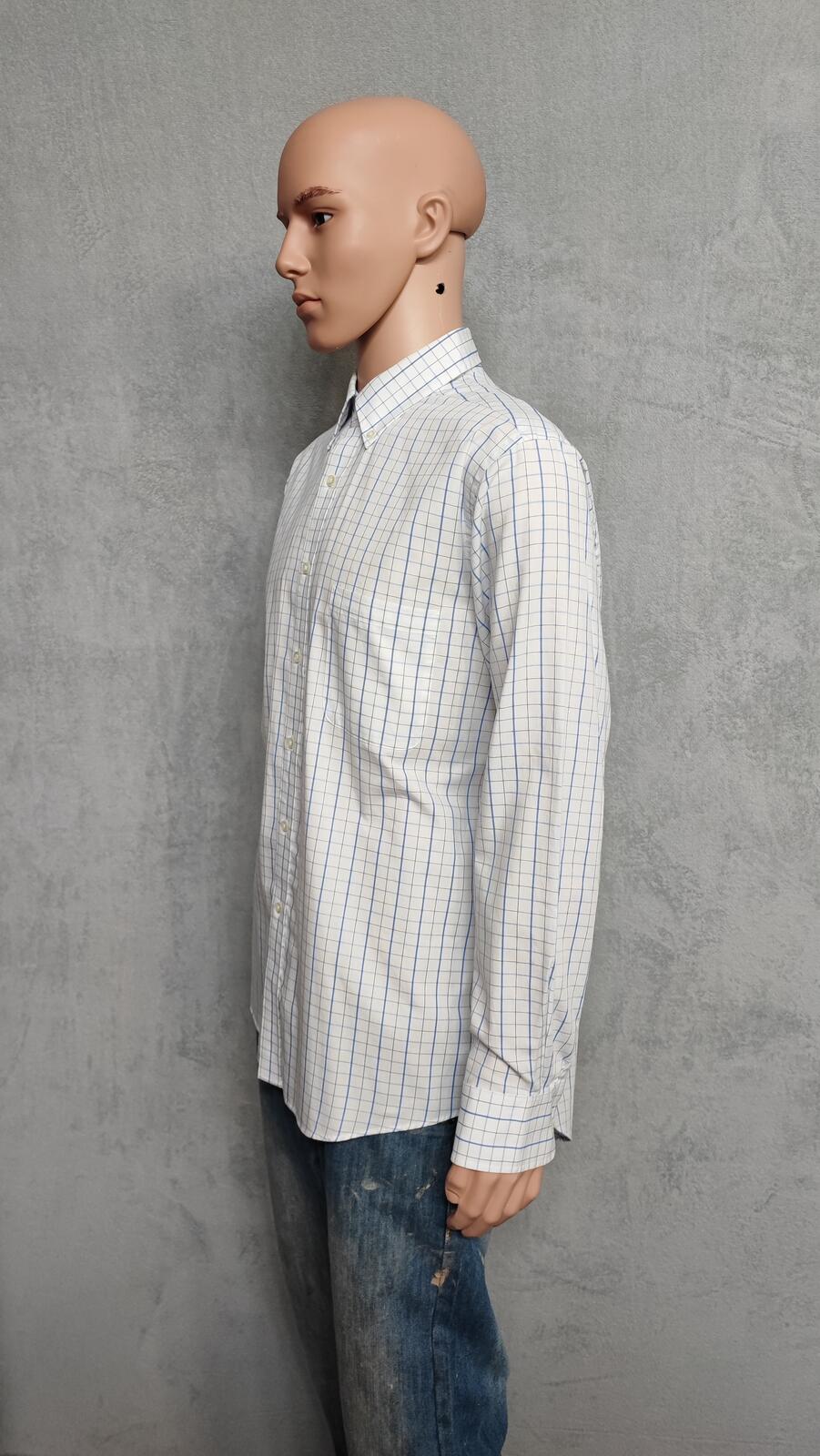 Vintage Chaps Plaid Western Long Sleeve Shirt Blue White Men's Size Large L