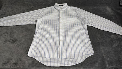 Vintage Chaps Plaid Western Long Sleeve Shirt Blue White Men's Size Large L