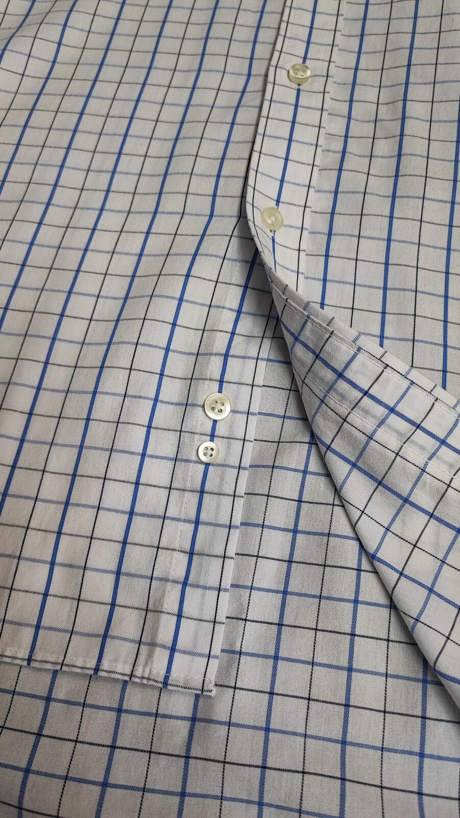 Vintage Chaps Plaid Western Long Sleeve Shirt Blue White Men's Size Large L
