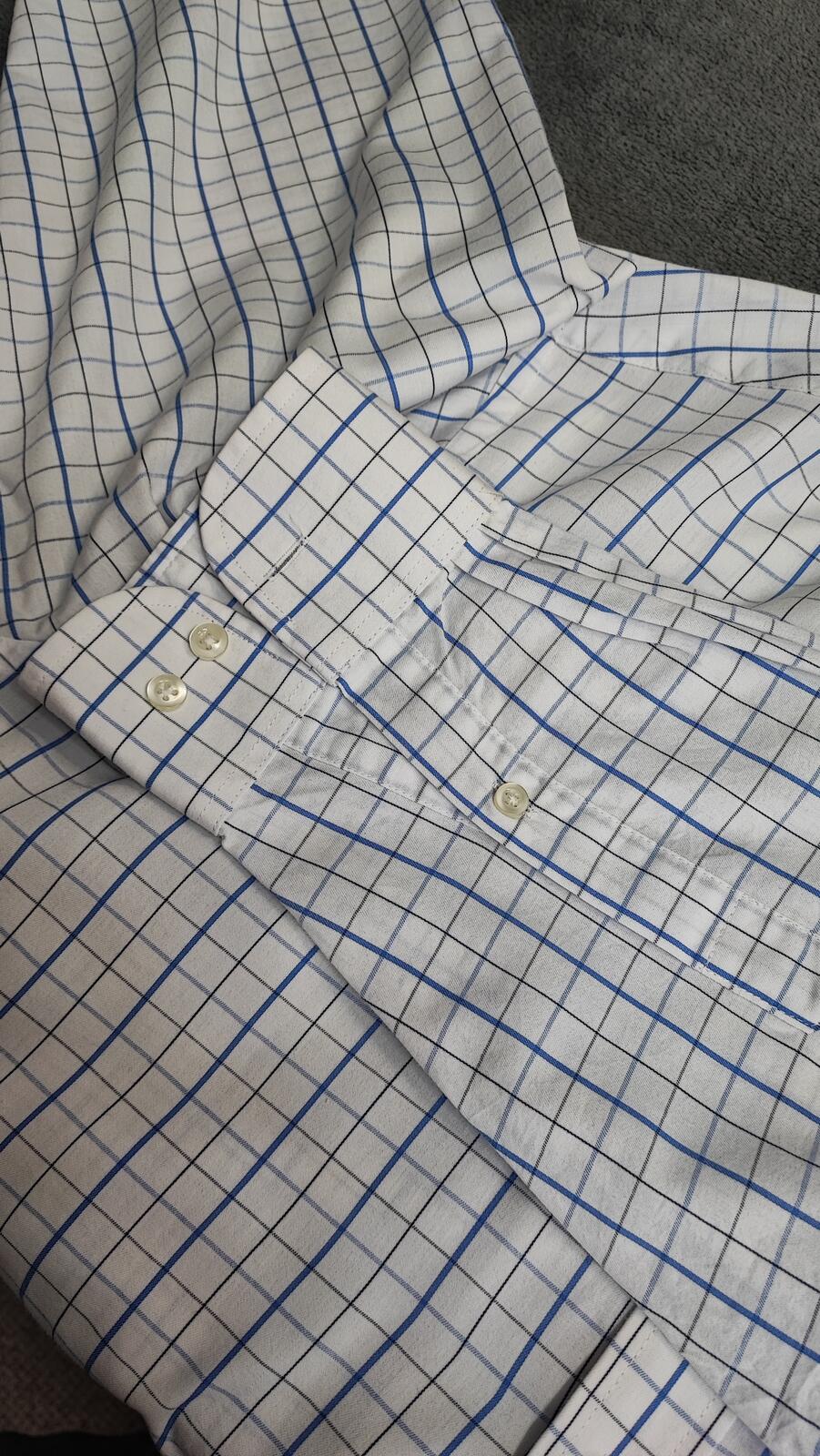 Vintage Chaps Plaid Western Long Sleeve Shirt Blue White Men's Size Large L