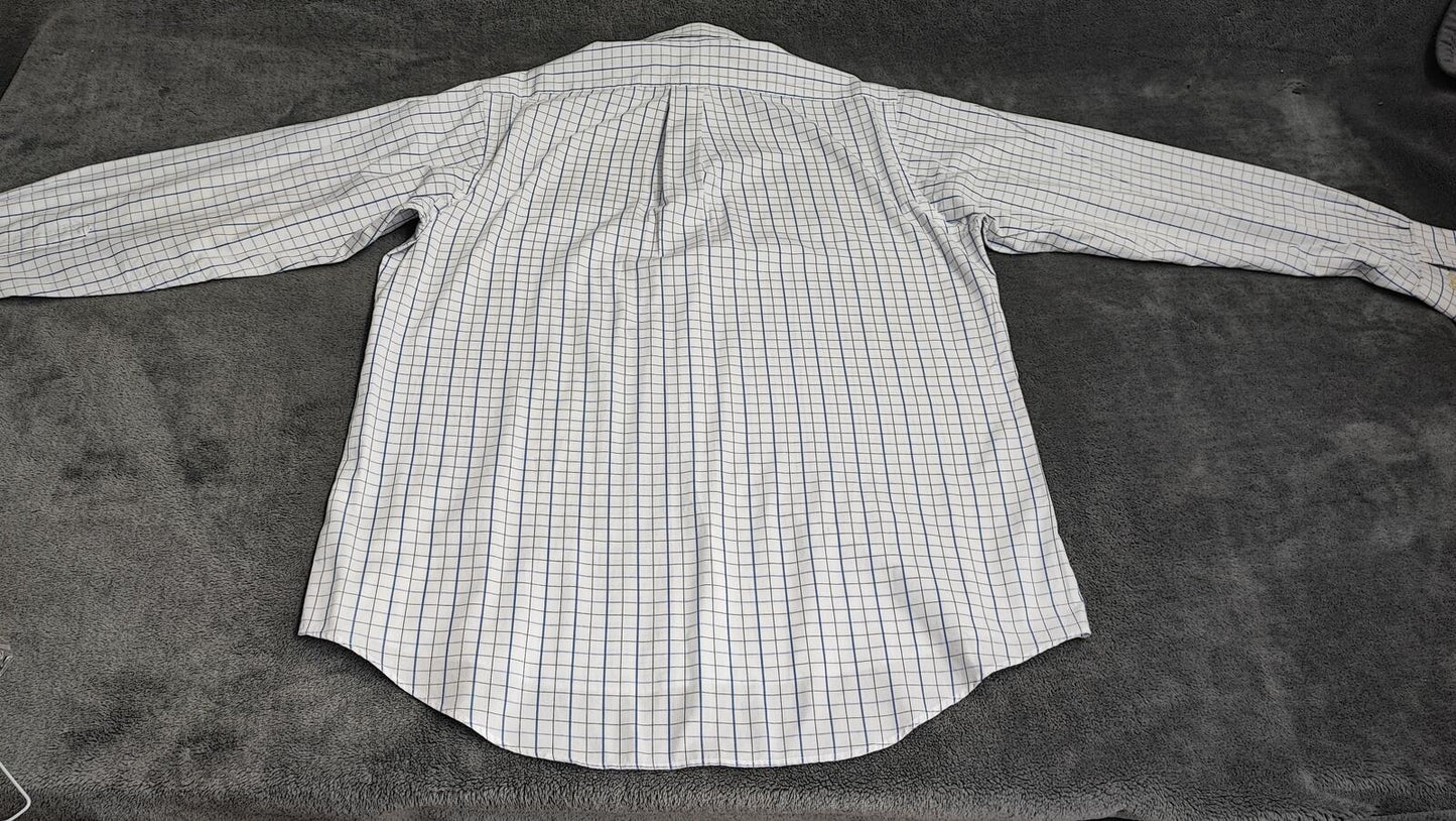 Vintage Chaps Plaid Western Long Sleeve Shirt Blue White Men's Size Large L
