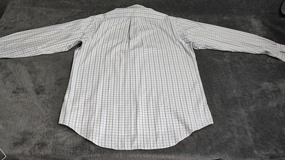 Vintage Chaps Plaid Western Long Sleeve Shirt Blue White Men's Size Large L
