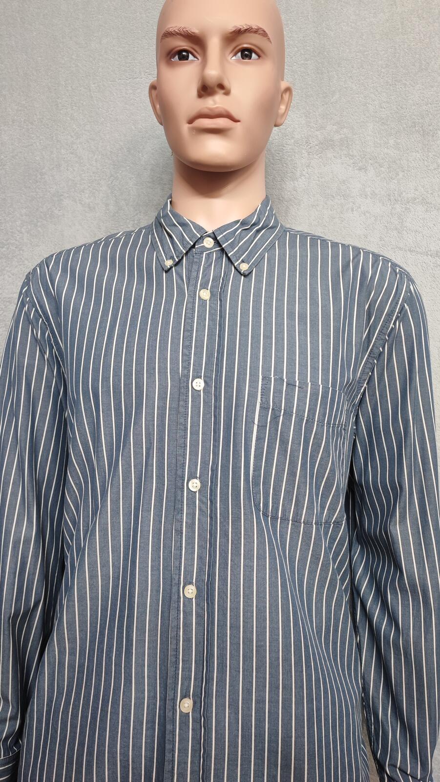 Vintage Old Navy Striped Long Sleeve Shirt Blue White Men's Size Large L