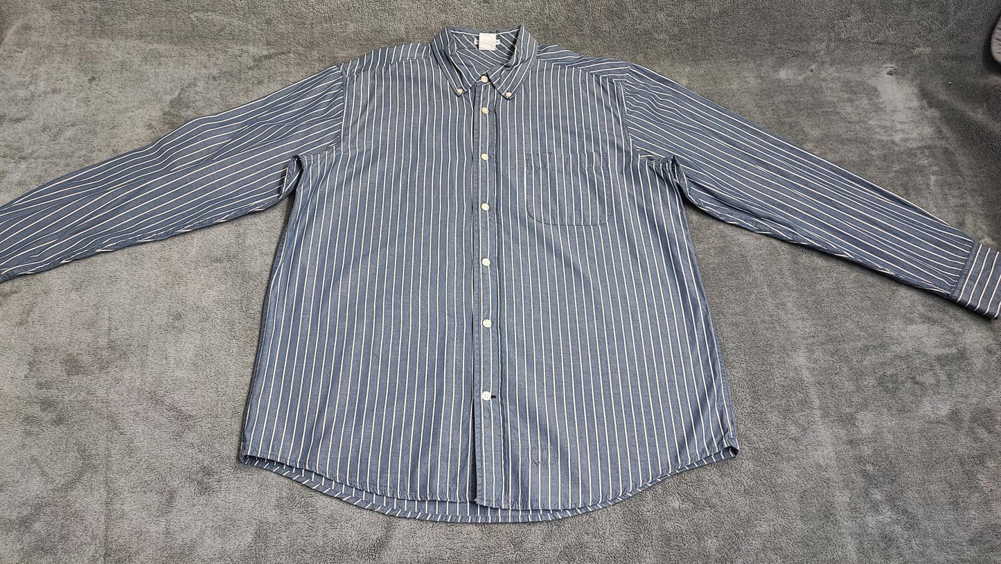 Vintage Old Navy Striped Long Sleeve Shirt Blue White Men's Size Large L