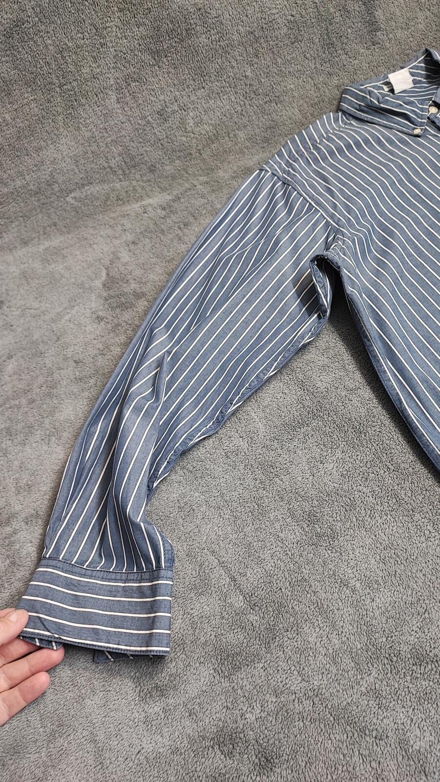 Vintage Old Navy Striped Long Sleeve Shirt Blue White Men's Size Large L