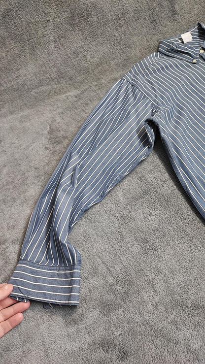 Vintage Old Navy Striped Long Sleeve Shirt Blue White Men's Size Large L