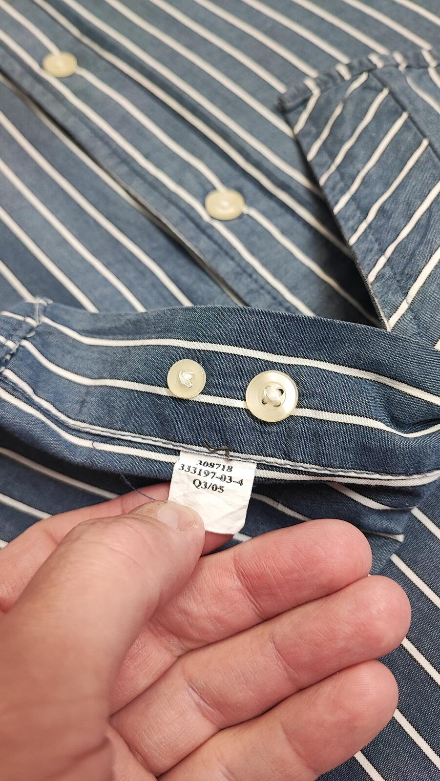 Vintage Old Navy Striped Long Sleeve Shirt Blue White Men's Size Large L