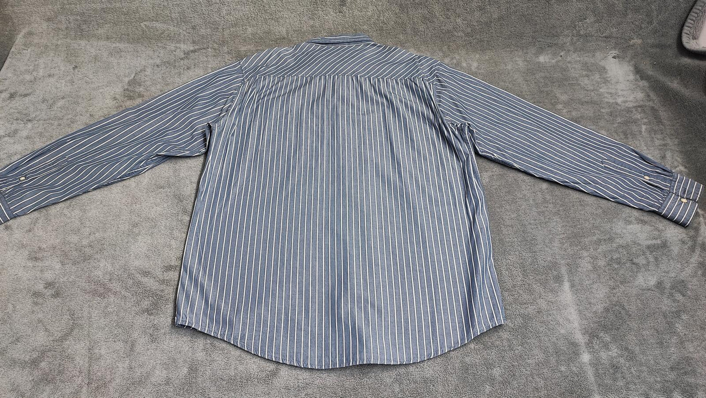 Vintage Old Navy Striped Long Sleeve Shirt Blue White Men's Size Large L