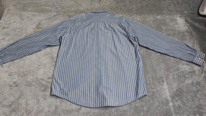 Vintage Old Navy Striped Long Sleeve Shirt Blue White Men's Size Large L