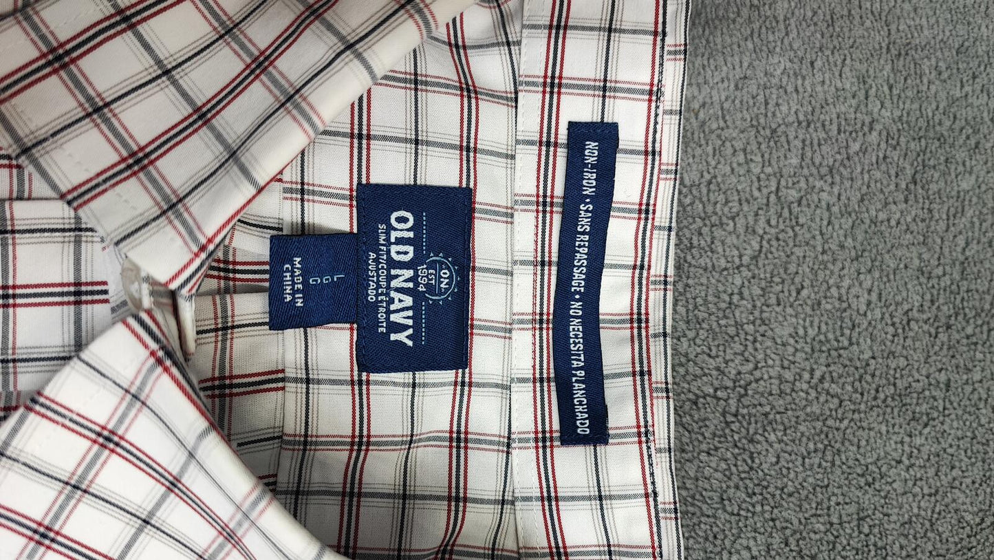 Vintage Old Navy Checked Long Sleeve Plaid Grunge Shirt Red Men Size Large