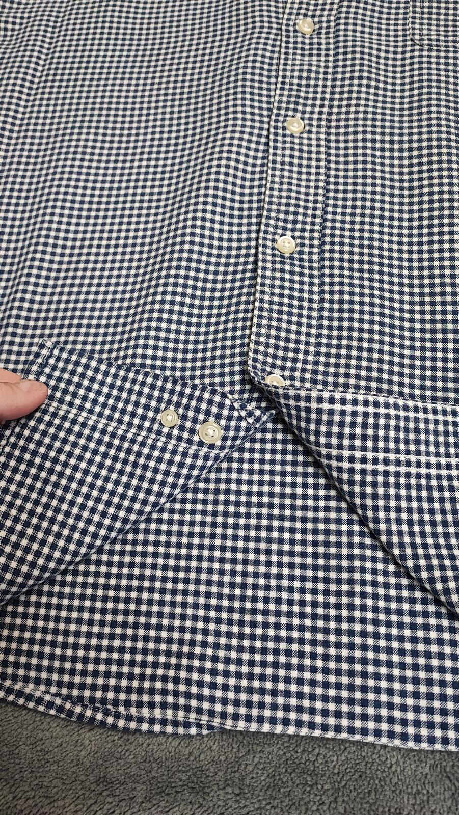 Vintage Chaps Checked Long Sleeve Easy Care Preppy Shirt Navy Men Size XL