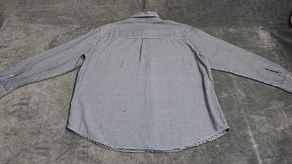 Vintage Chaps Checked Long Sleeve Easy Care Preppy Shirt Navy Men Size XL