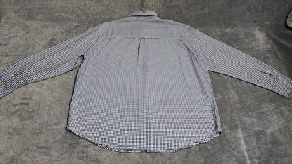Vintage Chaps Checked Long Sleeve Easy Care Preppy Shirt Navy Men Size XL