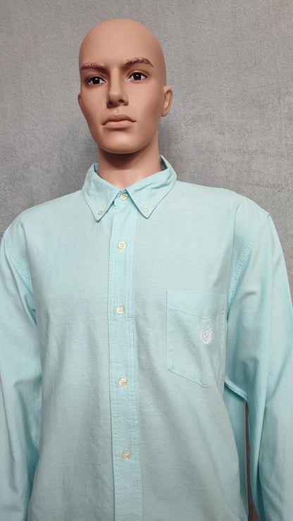 Vintage Chaps Mint Green Shirt XXL Pastel Cotton Long Sleeve Preppy 90s Retro