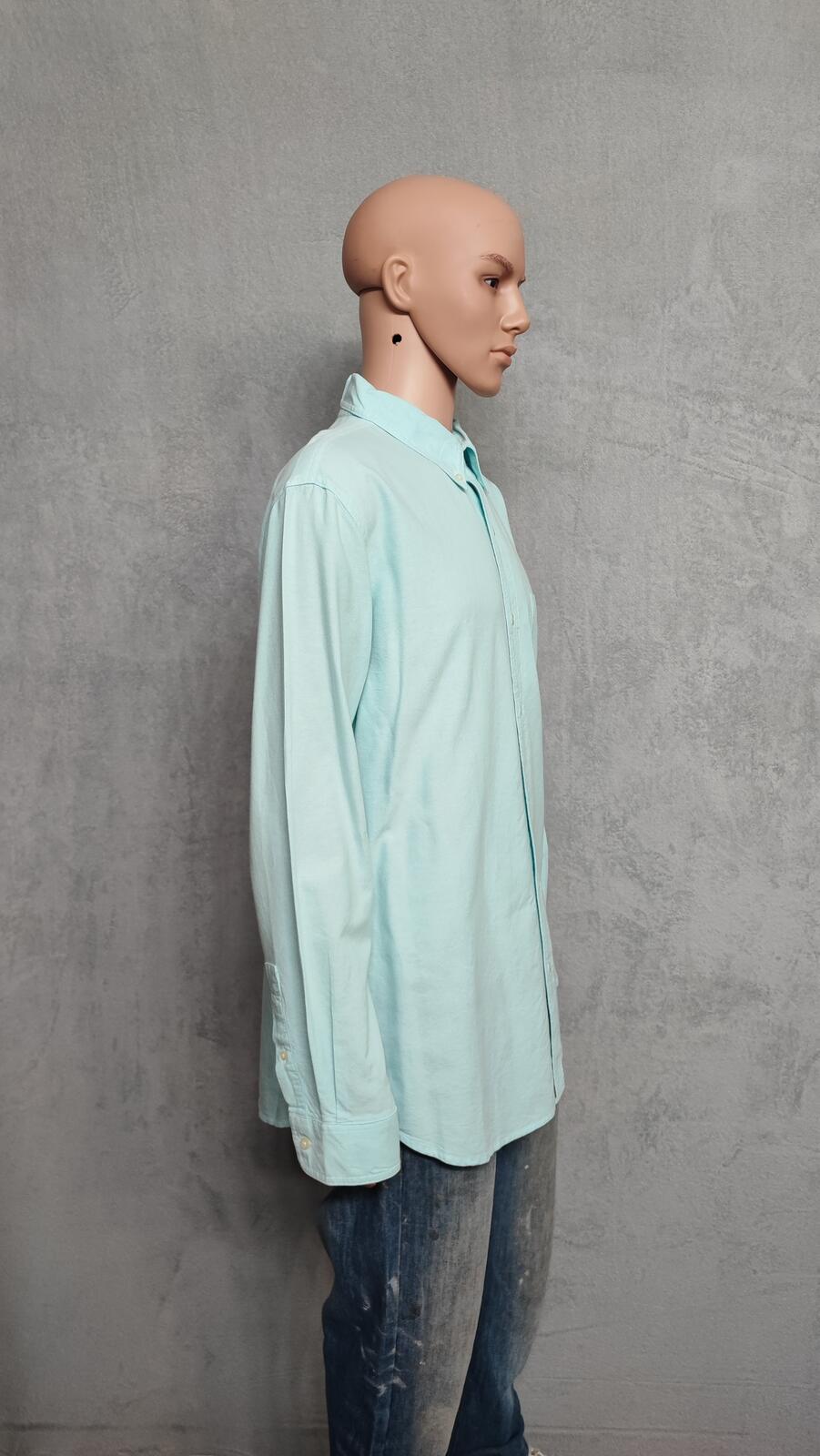Vintage Chaps Mint Green Shirt XXL Pastel Cotton Long Sleeve Preppy 90s Retro