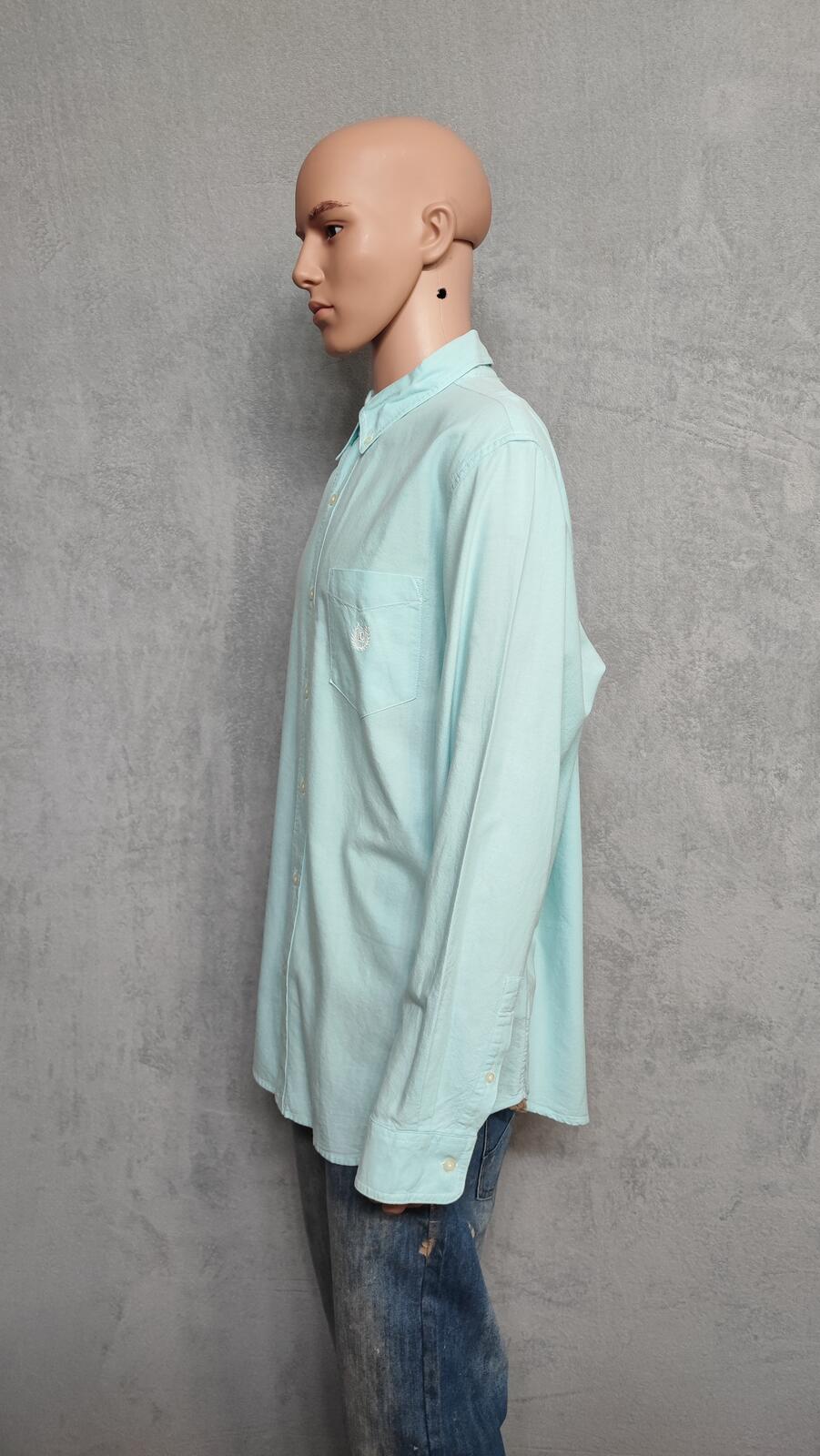 Vintage Chaps Mint Green Shirt XXL Pastel Cotton Long Sleeve Preppy 90s Retro