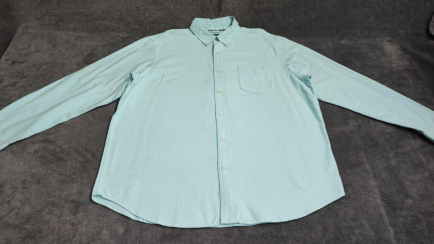 Vintage Chaps Mint Green Shirt XXL Pastel Cotton Long Sleeve Preppy 90s Retro