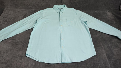 Vintage Chaps Mint Green Shirt XXL Pastel Cotton Long Sleeve Preppy 90s Retro