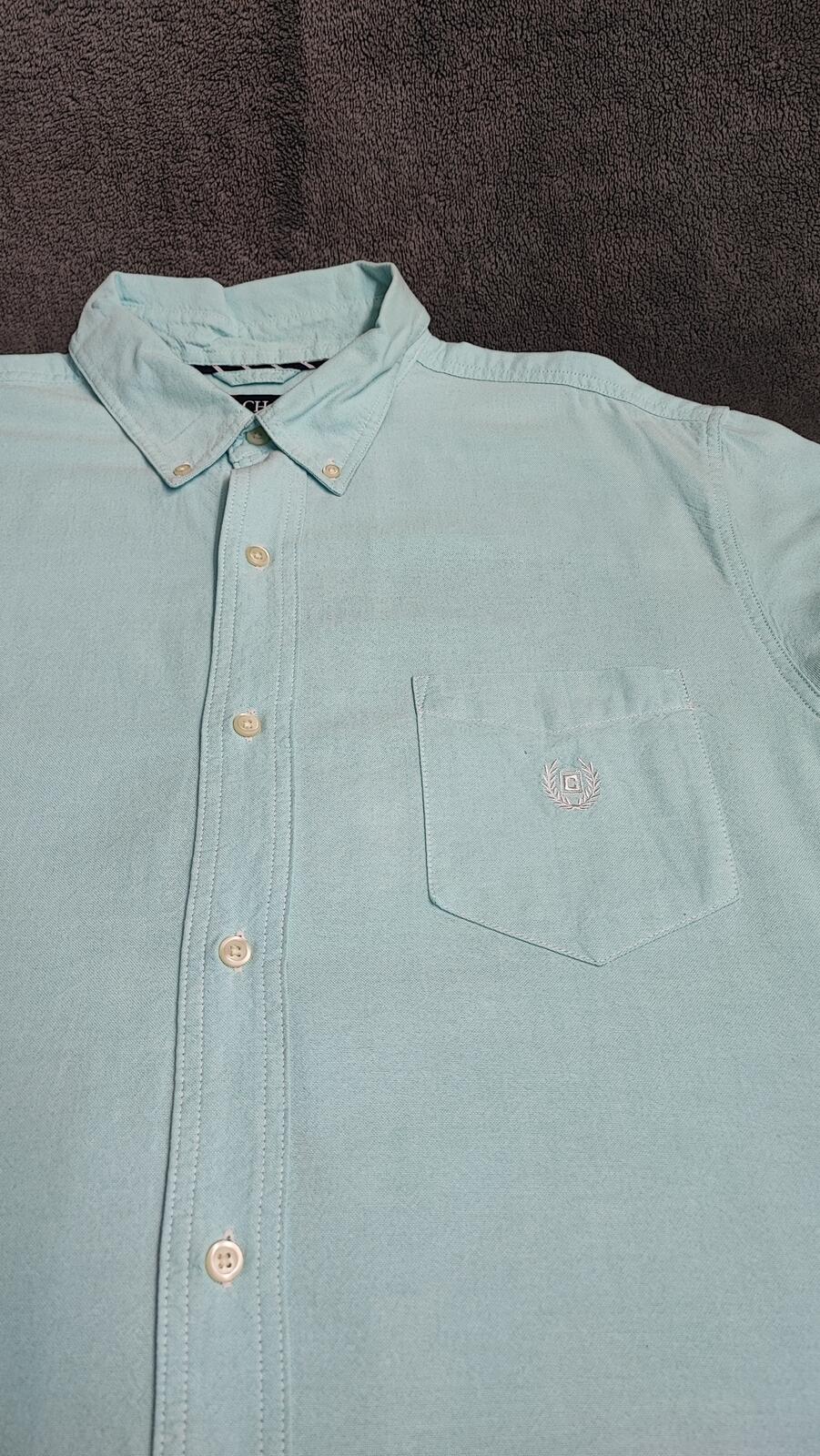 Vintage Chaps Mint Green Shirt XXL Pastel Cotton Long Sleeve Preppy 90s Retro