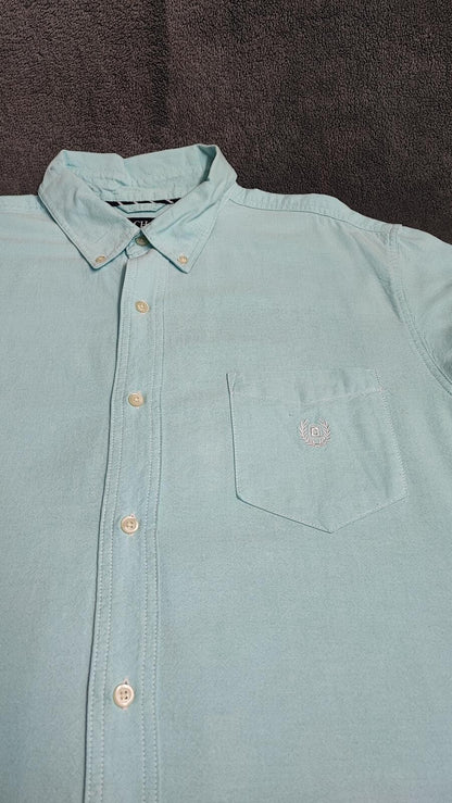 Vintage Chaps Mint Green Shirt XXL Pastel Cotton Long Sleeve Preppy 90s Retro
