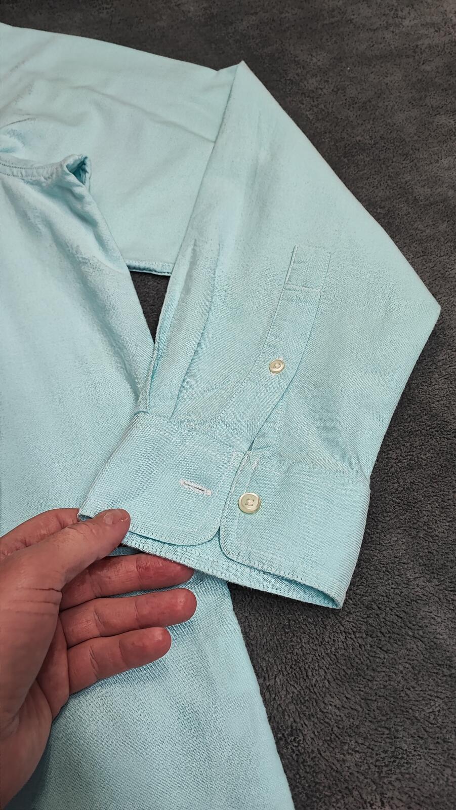 Vintage Chaps Mint Green Shirt XXL Pastel Cotton Long Sleeve Preppy 90s Retro