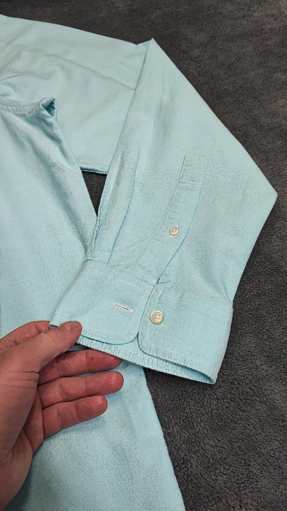 Vintage Chaps Mint Green Shirt XXL Pastel Cotton Long Sleeve Preppy 90s Retro