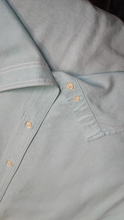 Vintage Chaps Mint Green Shirt XXL Pastel Cotton Long Sleeve Preppy 90s Retro