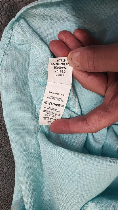 Vintage Chaps Mint Green Shirt XXL Pastel Cotton Long Sleeve Preppy 90s Retro