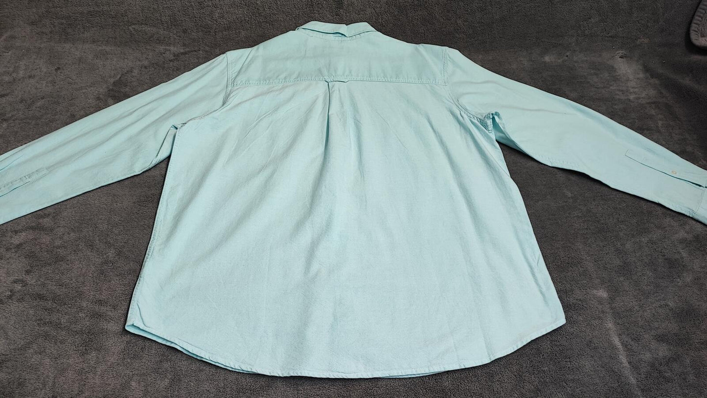 Vintage Chaps Mint Green Shirt XXL Pastel Cotton Long Sleeve Preppy 90s Retro