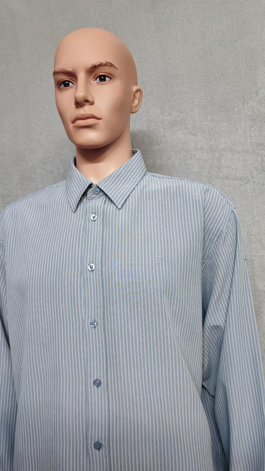 Vintage Farah Striped Long Sleeve Mod Terrace Casuals Shirt Blue Men Size XXL