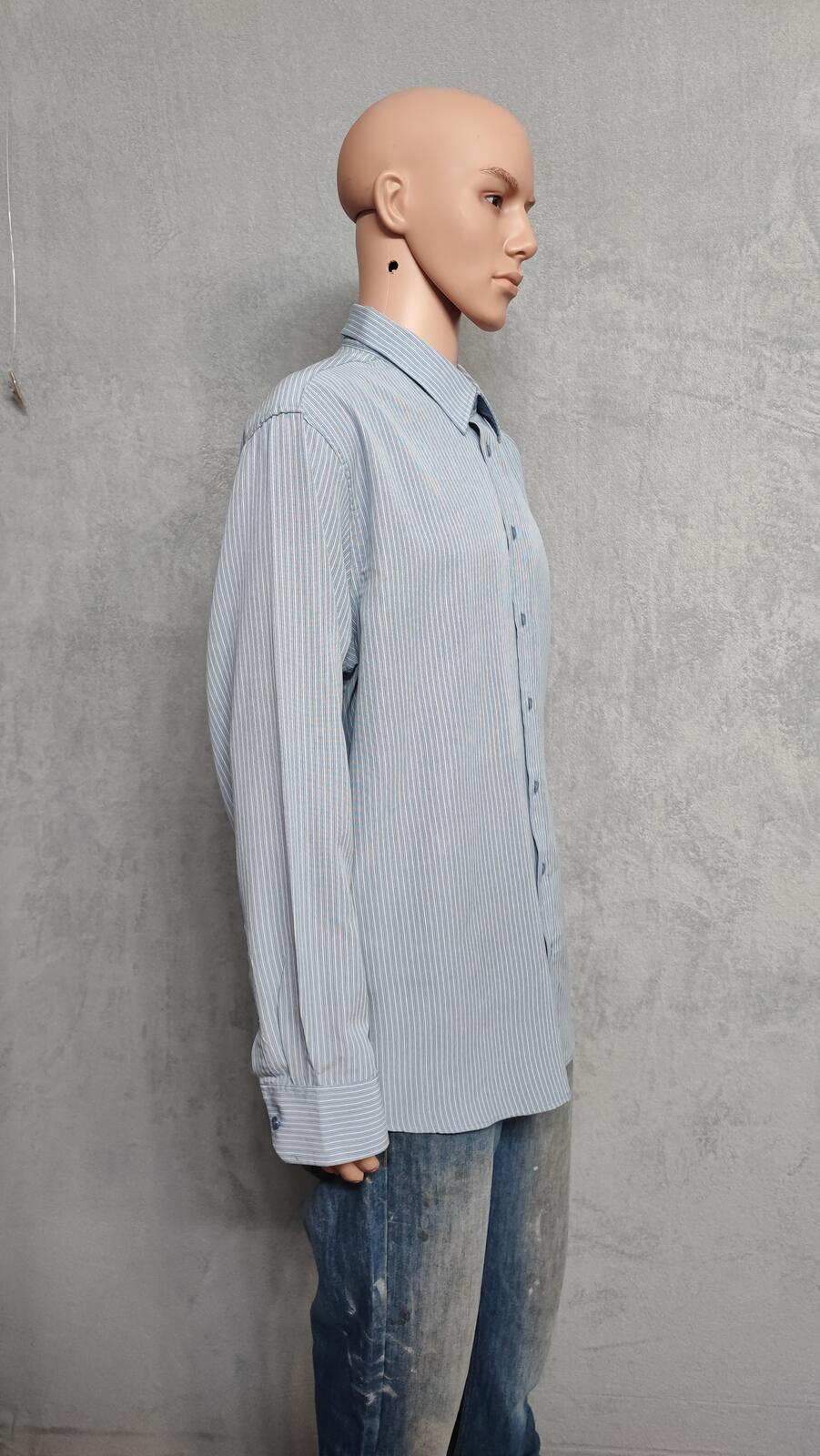 Vintage Farah Striped Long Sleeve Mod Terrace Casuals Shirt Blue Men Size XXL