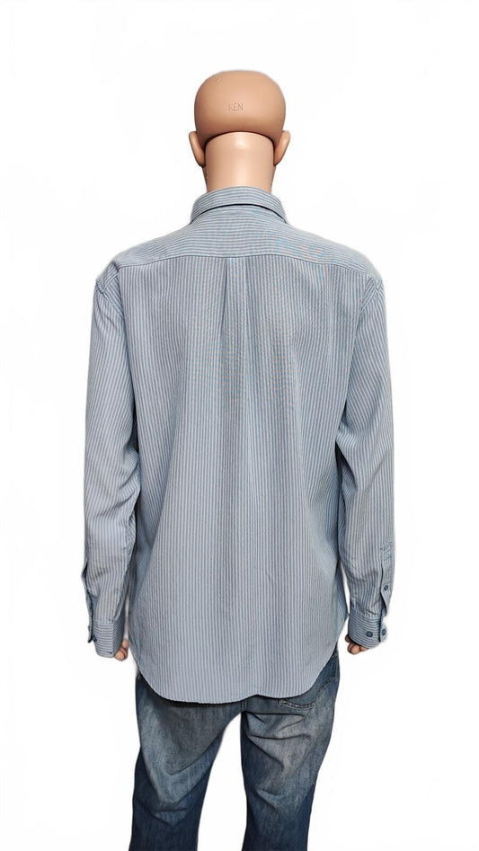 Vintage Farah Striped Long Sleeve Mod Terrace Casuals Shirt Blue Men Size XXL