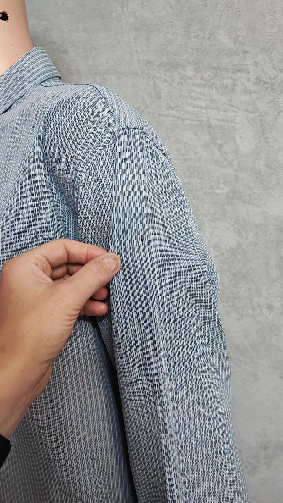 Vintage Farah Striped Long Sleeve Mod Terrace Casuals Shirt Blue Men Size XXL