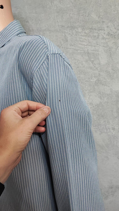 Vintage Farah Striped Long Sleeve Mod Terrace Casuals Shirt Blue Men Size XXL