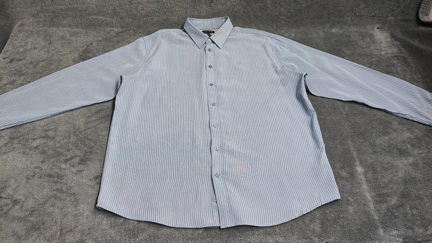 Vintage Farah Striped Long Sleeve Mod Terrace Casuals Shirt Blue Men Size XXL