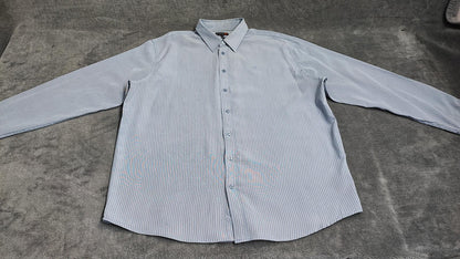 Vintage Farah Striped Long Sleeve Mod Terrace Casuals Shirt Blue Men Size XXL