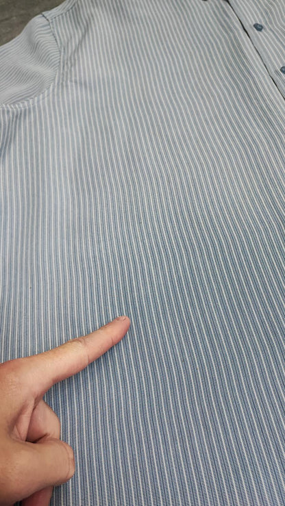 Vintage Farah Striped Long Sleeve Mod Terrace Casuals Shirt Blue Men Size XXL