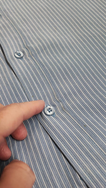 Vintage Farah Striped Long Sleeve Mod Terrace Casuals Shirt Blue Men Size XXL