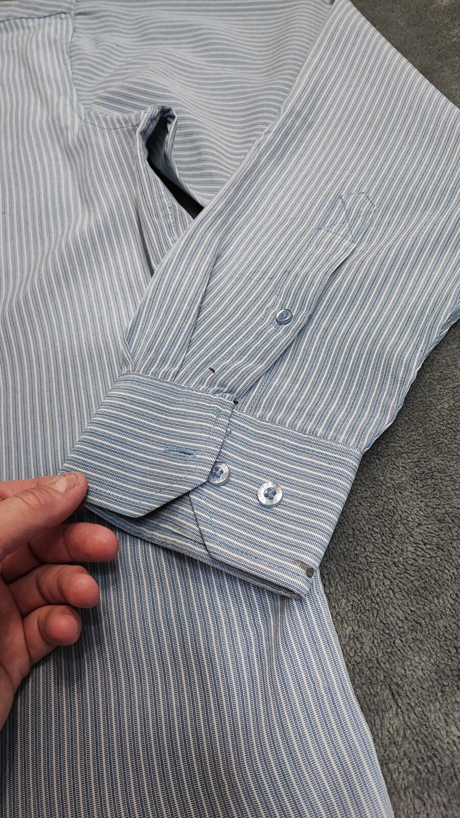 Vintage Farah Striped Long Sleeve Mod Terrace Casuals Shirt Blue Men Size XXL