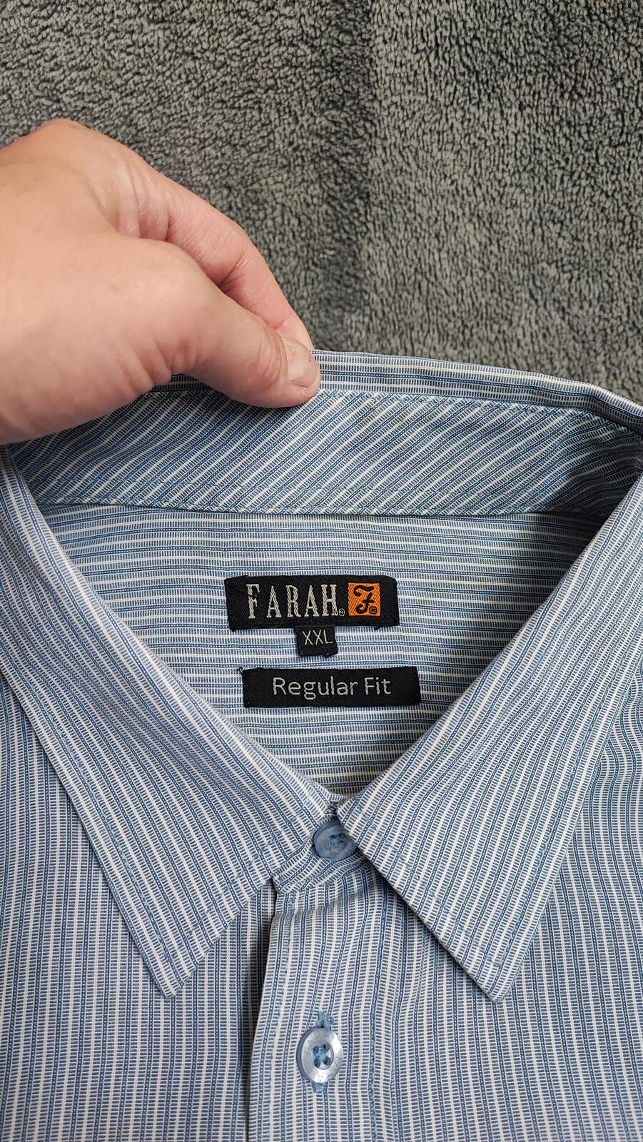 Vintage Farah Striped Long Sleeve Mod Terrace Casuals Shirt Blue Men Size XXL