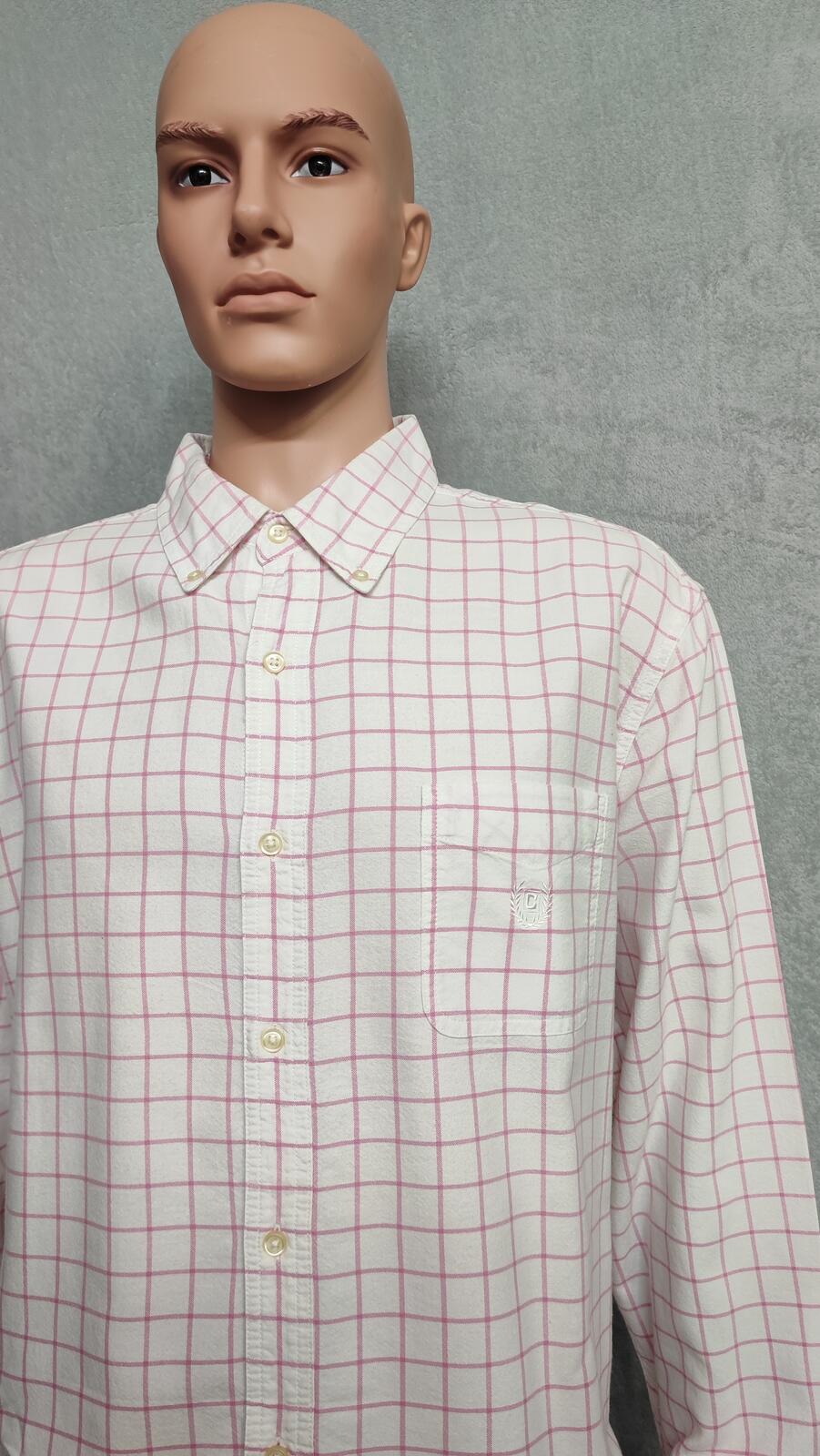 Vintage Chaps Striped Long Sleeve Crest Logo Casual Shirt Pink Men's Size XXL