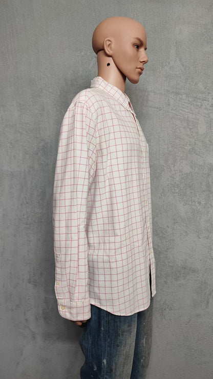 Vintage Chaps Striped Long Sleeve Crest Logo Casual Shirt Pink Men's Size XXL